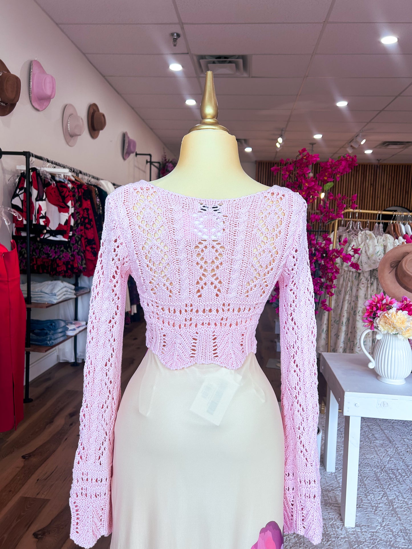 Bella’s Pink Knit Sweater Cropped Cardigan