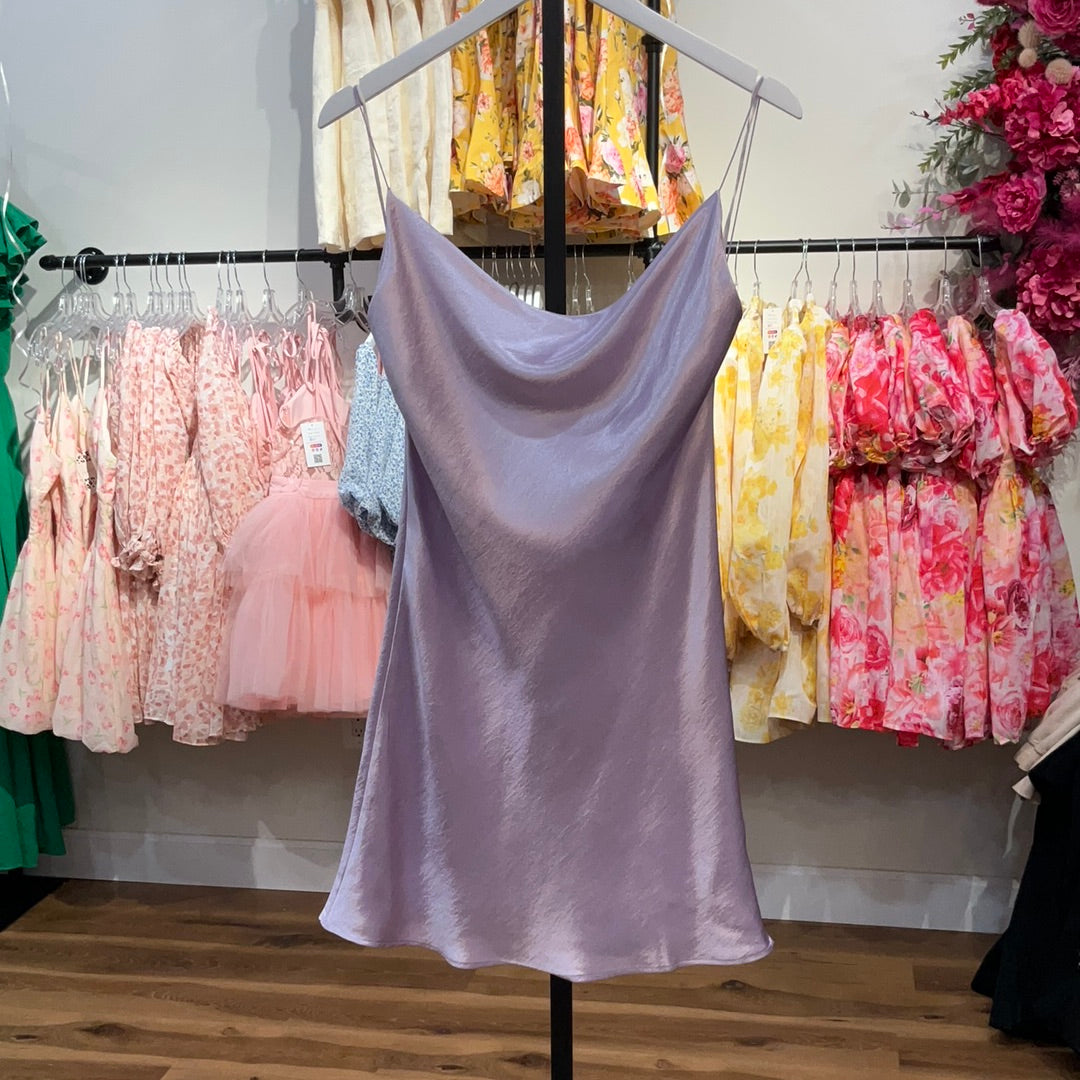 short lavender satin dress Lovely Off Shoulder Style Light Purple Satin Homecoming Dress, Short P