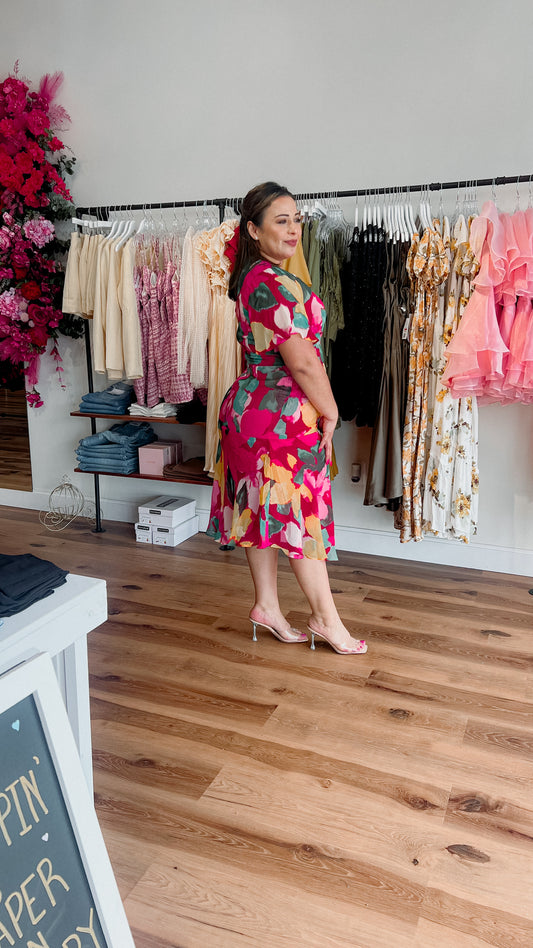 Maggy London Beetroot/Yellow Dress