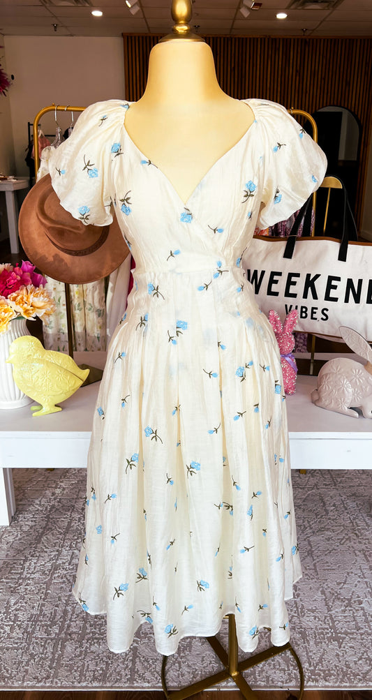 Evelyn’s Blue Floral Dress