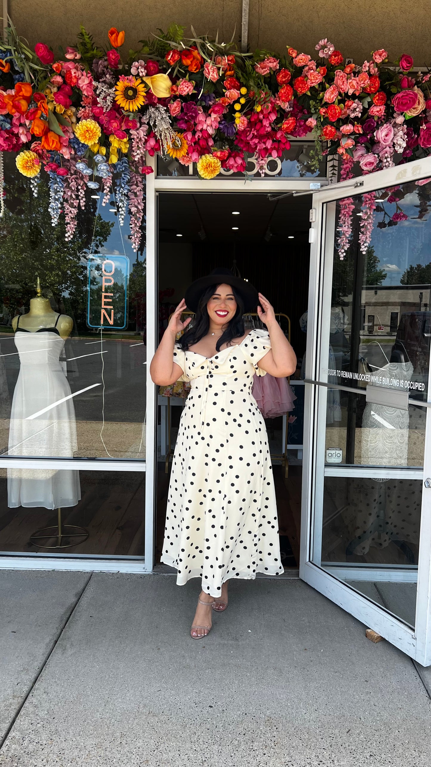 The Pricilla-Polka Dot Puff Sleeve Midi Dress