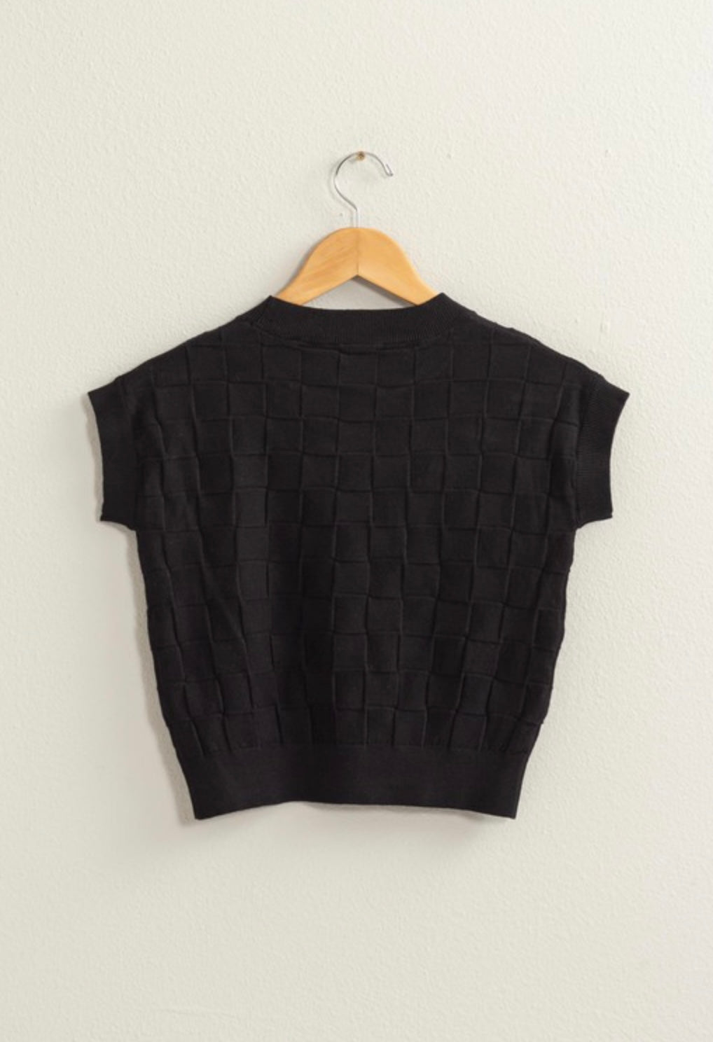 Waffle Black Crop Top