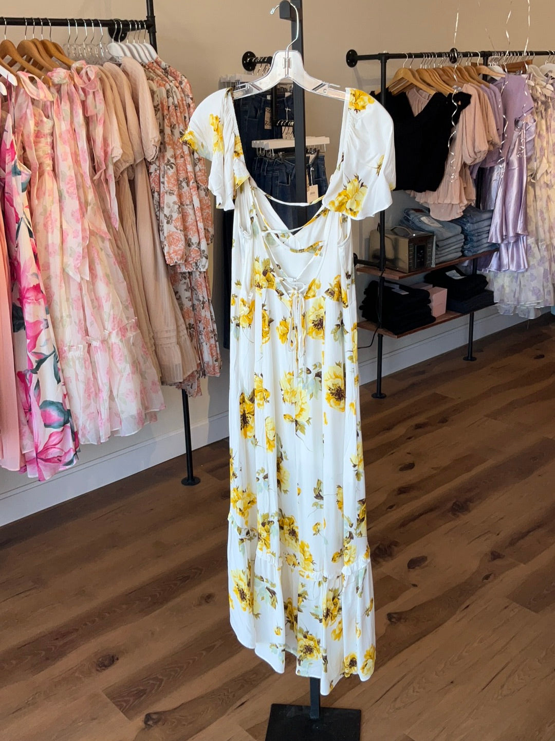 Yellow White Long Dress