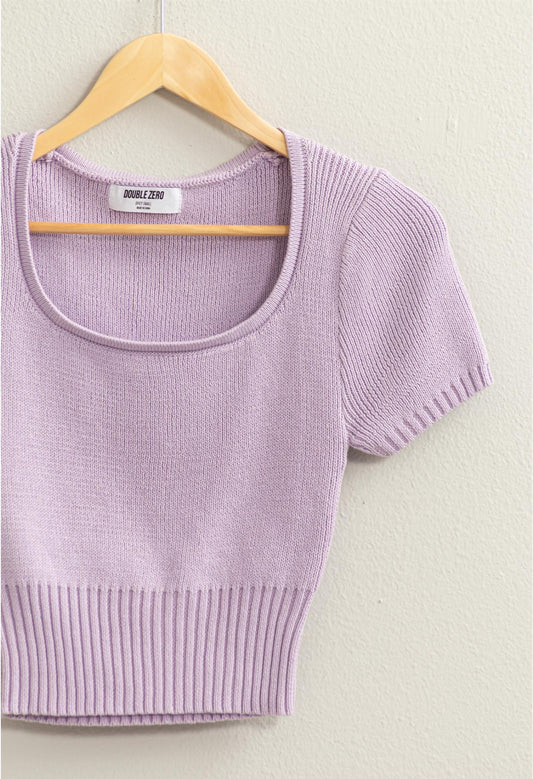 Lavender Scoop Neck Knit Top